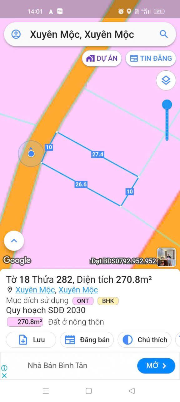 Đất Xuyên Mộc Bà Rịa - Vũng Tàu 270m² giá 1 tỷ - Cơ hội đầu tư tuyệt vời!