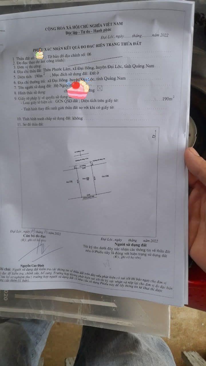 Bán đất thổ cư xã Hà Nha, Đại Lộc 190m² - Giá chỉ từ 800 triệu!