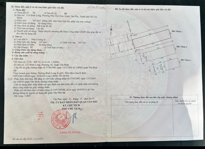 Bán nhà mặt tiền đường Bình Long, Phú Thọ Hòa, Tân Phú 111.65m² giá 15.6 tỷ - Đầu tư sinh lời ngay!