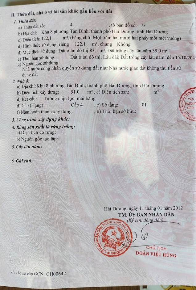 Đất Tân Bình Hải Dương 122m² giá 3.9 tỷ - Chính chủ bán gấp!