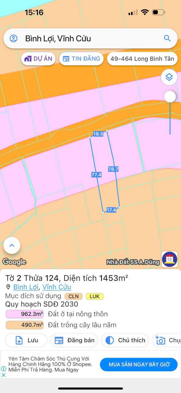 Đất nền Bình Lợi Vĩnh Cửu 4200m² giá 5 tỷ - Cơ hội đầu tư tuyệt vời!