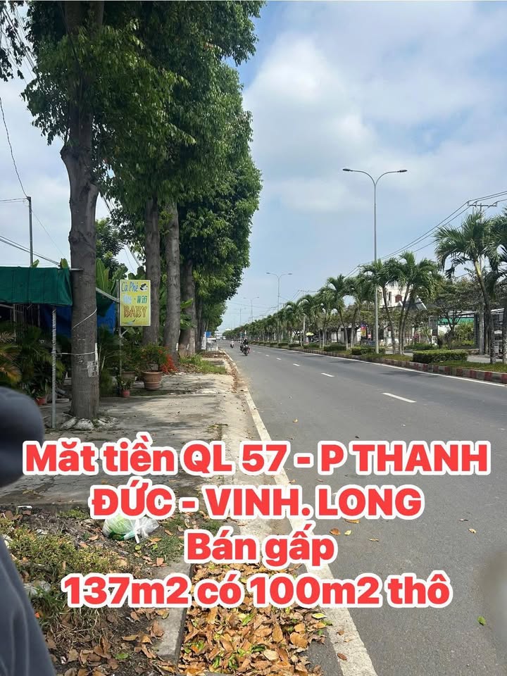 Đất nền mặt tiền Quốc Lộ 57, P Thanh Đức, Vĩnh Long 137m² - Đầu tư sinh lời ngay!