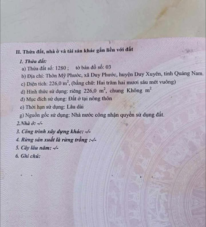 Đất nền Duy Phước 226m² giá 700 triệu - Sổ hồng trao tay, gần Hội An!