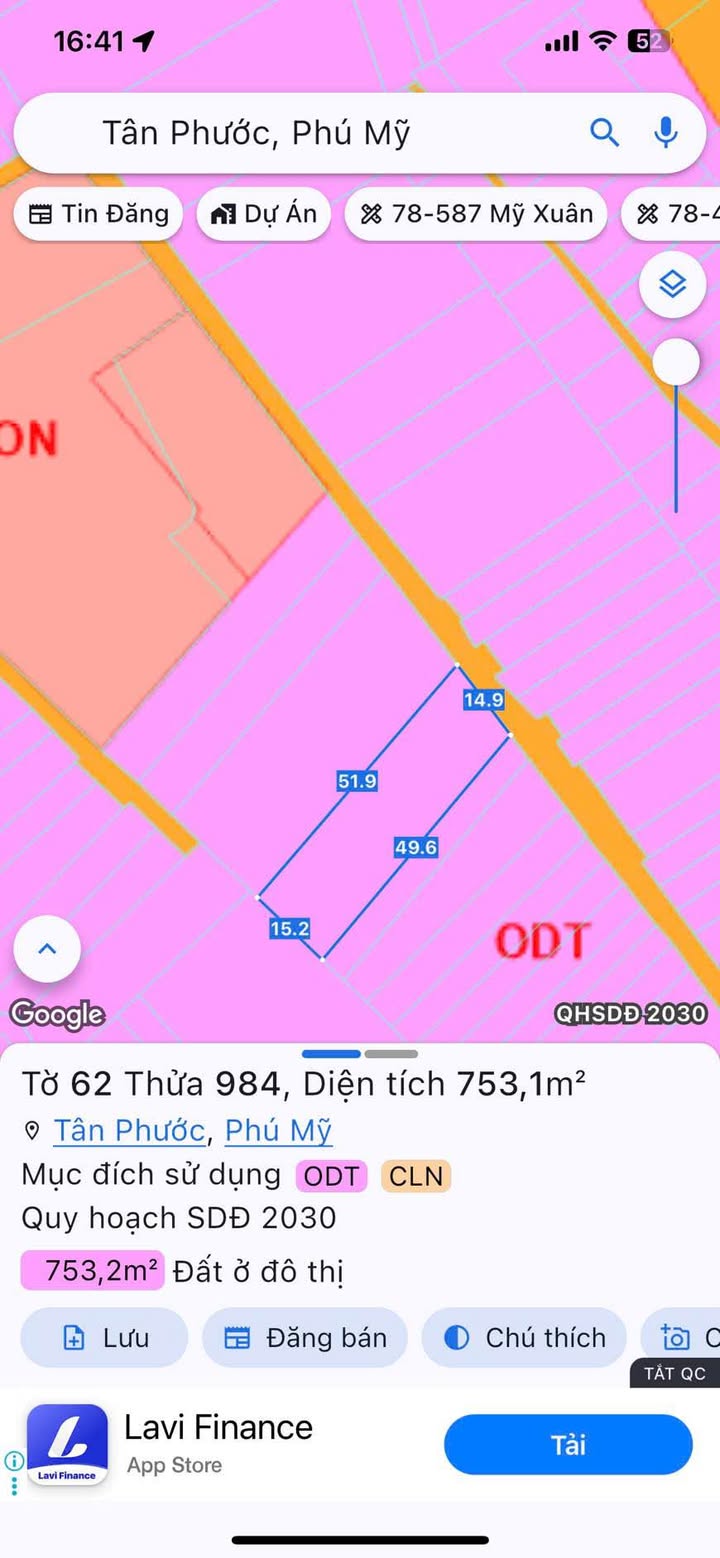 Đất nền Tân Phước Phú Mỹ 753m² - Mặt tiền đường bê tông, giá thỏa thuận hấp dẫn!