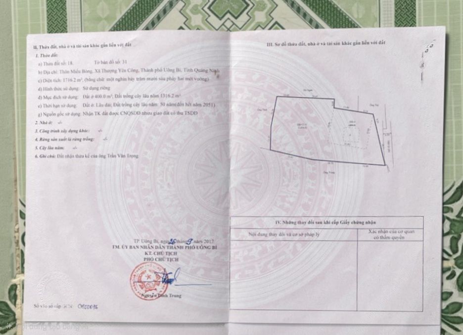 Bán Đất Thượng Yên Công Uông Bí 1716m² - Pháp lý rõ ràng, đầu tư sinh lời!