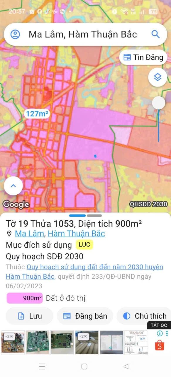 Đất nền 1000m² tại thị trấn Ma Lâm, Bình Thuận - Giá 450 triệu, đầu tư sinh lời!