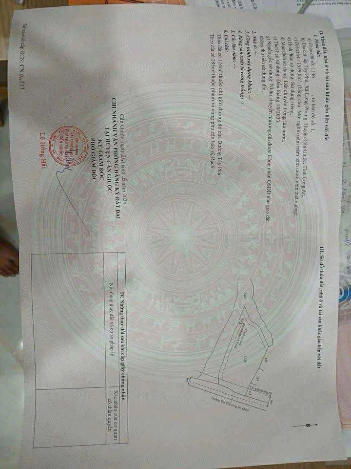 Đất nền Phước Vĩnh Tây 1559m² giá 1.4 tỷ - Mặt tiền đường đê Tây Phú