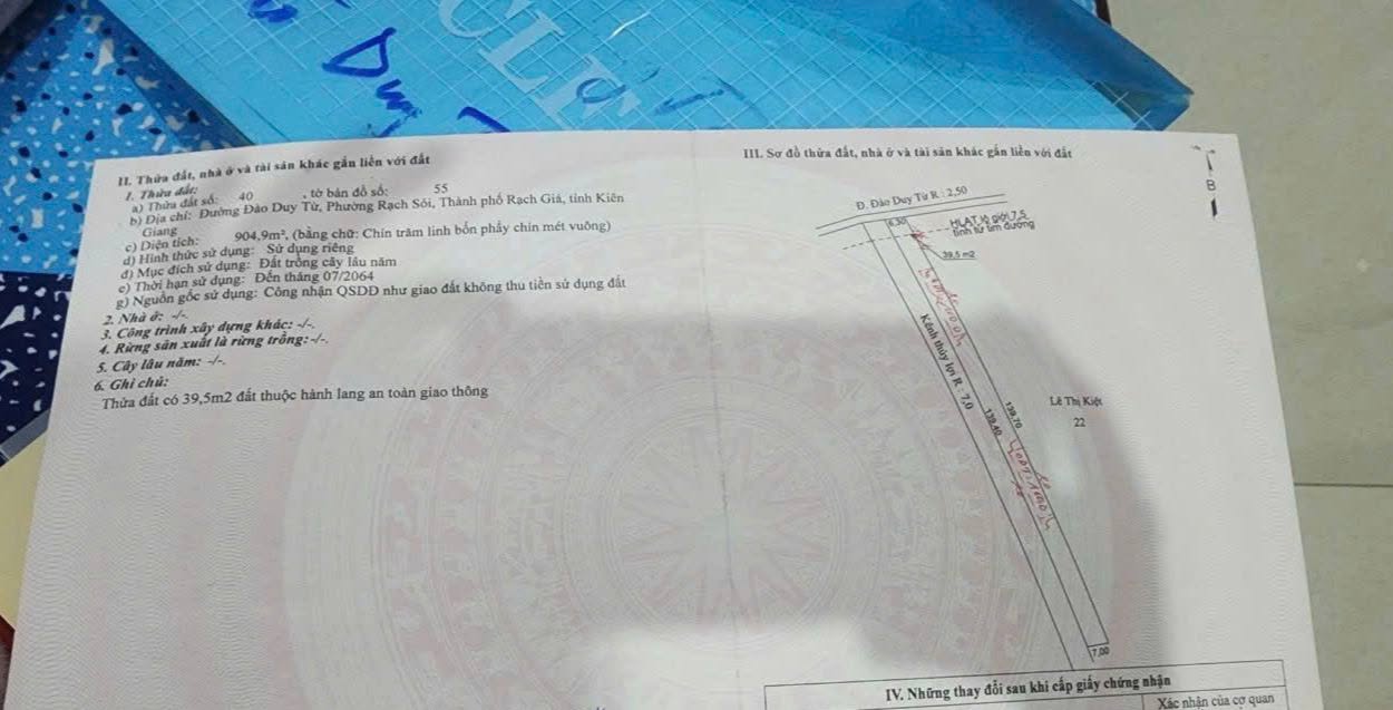 Đất mặt tiền Đào Duy Từ, Rạch Giá 882m² giá 2.9 tỷ - Tiềm năng phát triển lớn!