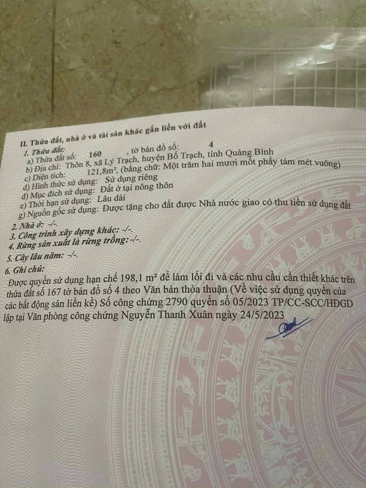 Đất nền mặt tiền Lý Trạch Bố Trạch 120m² giá thỏa thuận - Đất vuông vức đẹp, phù hợp làm nhà vườn!