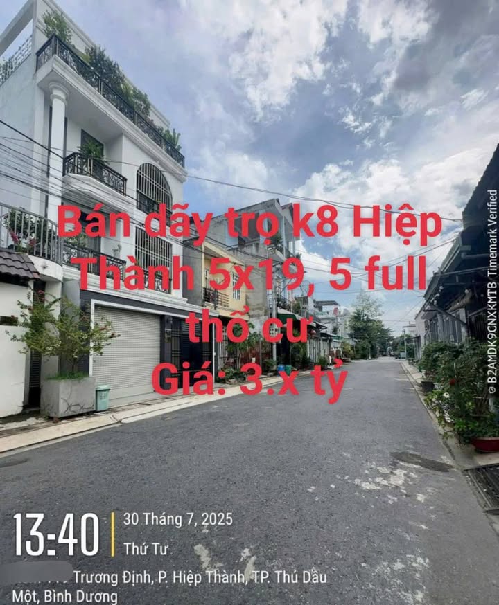 Dãy trọ Hiệp Thành Thủ Dầu Một 97.5m² giá 3 tỷ - Đầu tư sinh lời ngay!