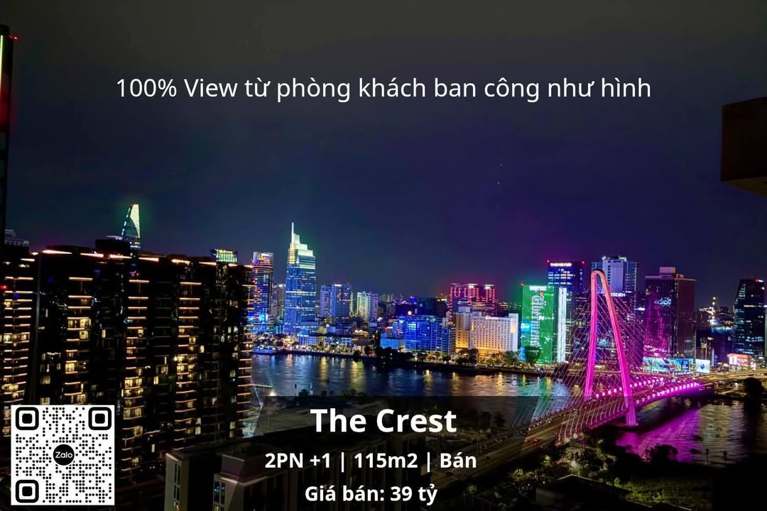 Căn hộ The Crest Thủ Thiêm 115m² giá 39 tỷ - View trực diện quận 1 tuyệt đẹp!