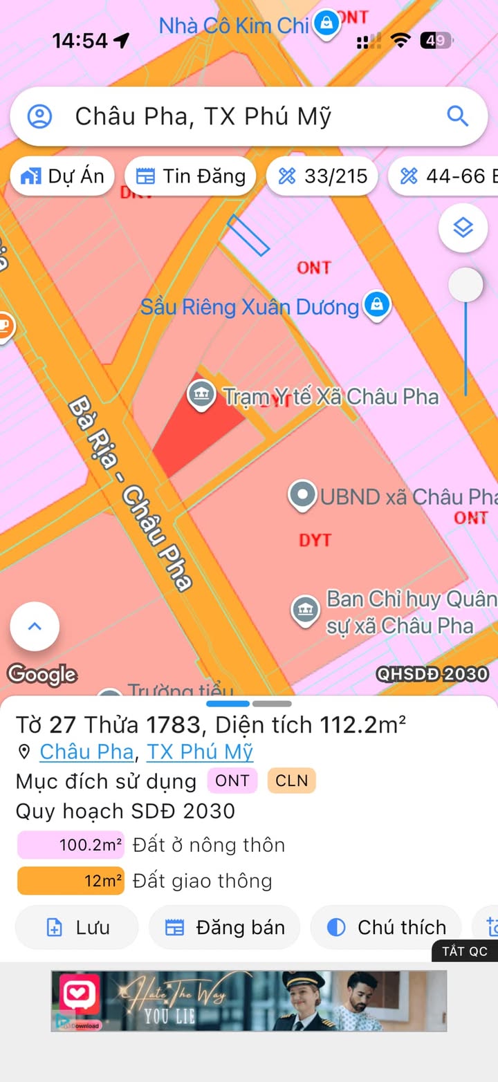 Đất nền Châu Pha, Bà Rịa - Vũng Tàu 115m² giá 1.1 tỷ - Vị trí đắc địa gần UBND!