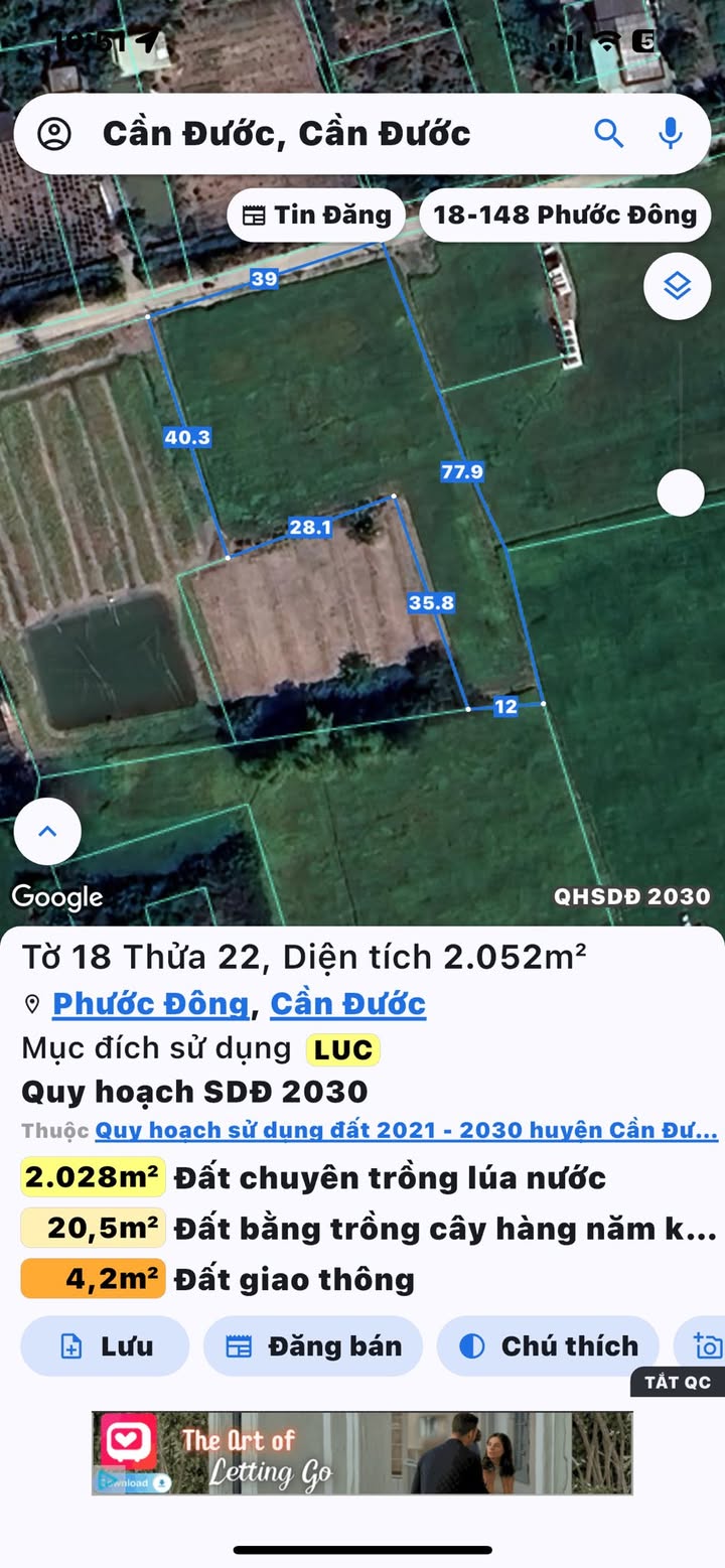 Đất thổ cư ấp 1, xã Phước Đông, Long An 3297m² giá 5.15 tỷ - Cơ hội đầu tư tuyệt vời!