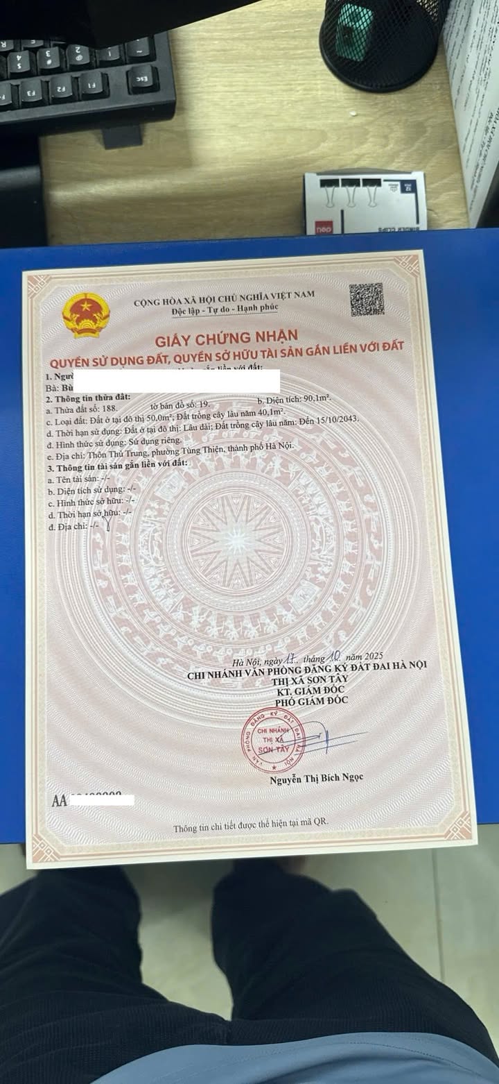 Đất nền phường Tùng Thiện Sơn Tây 90m² giá 1 tỷ - Cơ hội đầu tư tuyệt vời!