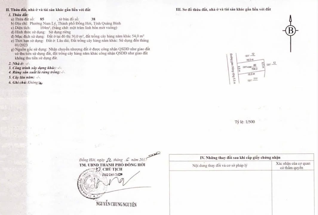 Lô đất 2 mặt tiền Đặng Văn Ngữ, Đồng Hới 104m² giá 2 tỷ - Gần chợ Ga, đầy đủ tiện ích!