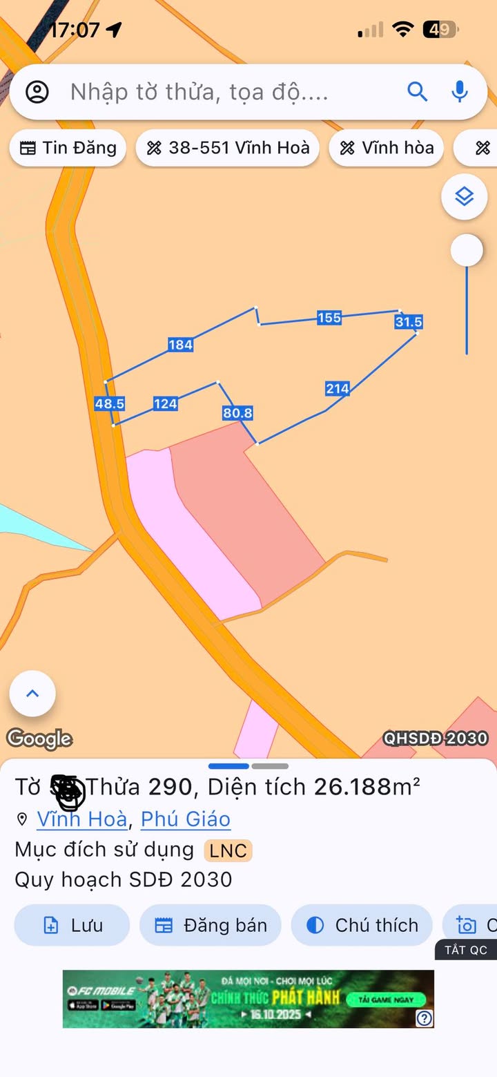 Đất nền mặt tiền đường DH513, Phú Giáo, Bình Dương - 2.6ha giá 28 tỷ - Cơ hội đầu tư tuyệt vời!