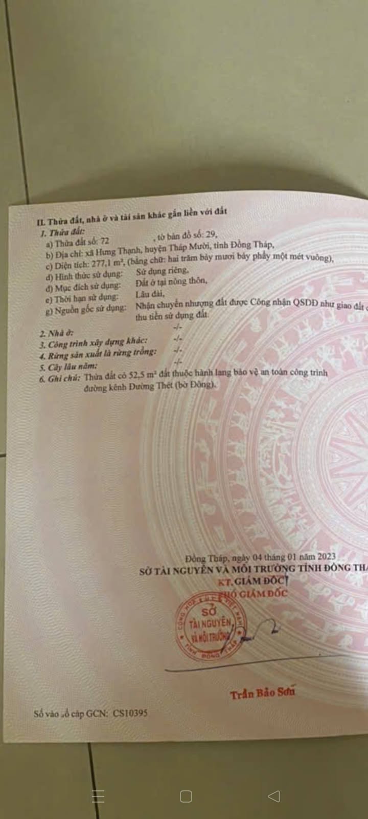 Đất nền Hưng Thạnh Tháp Mười 280m² giá 450 triệu - Cơ hội đầu tư sinh lời!