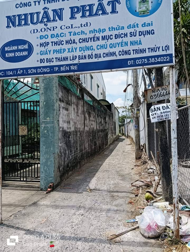 Đất nền 340m² tại Ấp 1, Phường Sơn Đông, Bến Tre - Đầu tư sinh lời hấp dẫn!