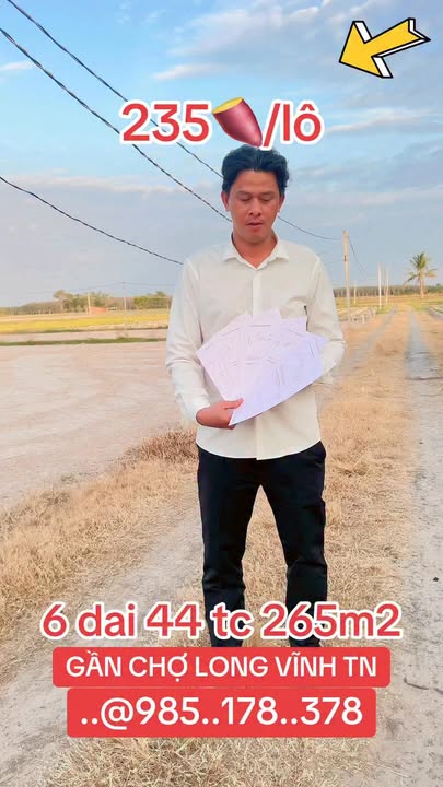 Đất nền Ấp Long Châu, Tây Ninh 264m² giá chỉ 235 triệu - Sổ hồng riêng, xây dựng ngay!