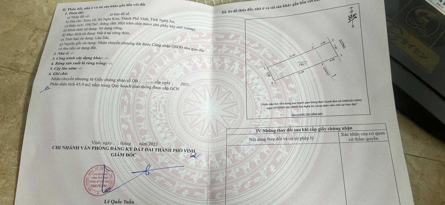 Đất Nền Nghi Kim 198m² giá 3 tỷ 960 triệu - Đầu tư sinh lời lý tưởng!