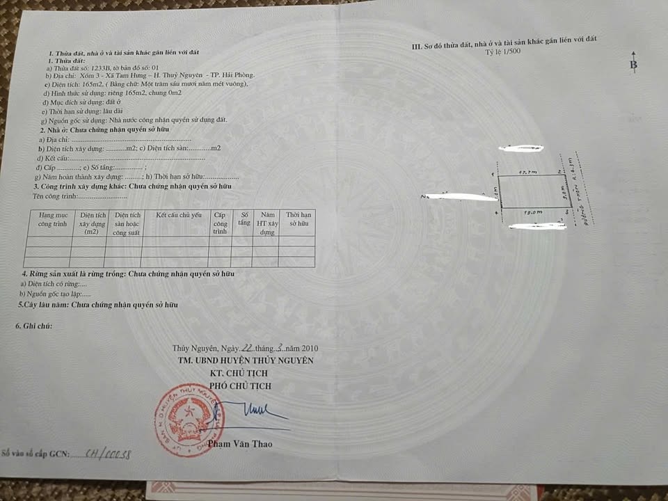 Đất nền Tam Hưng, Thủy Nguyên 371m² giá 4 tỷ - Sổ hồng chính chủ, vị trí đẹp!