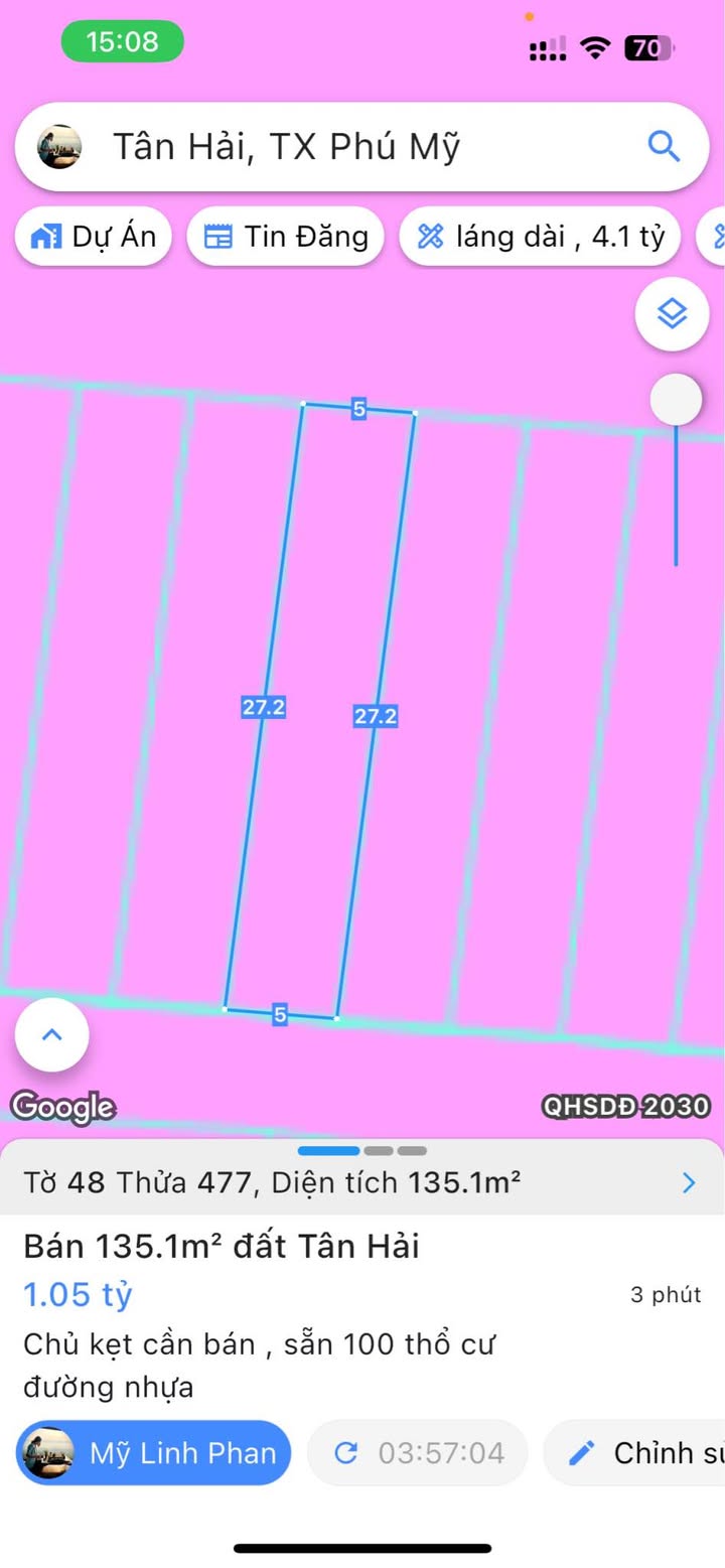 Đất nền Tân Hải, Phú Mỹ 136m² - Vị trí đắc địa, sổ hồng chính chủ!