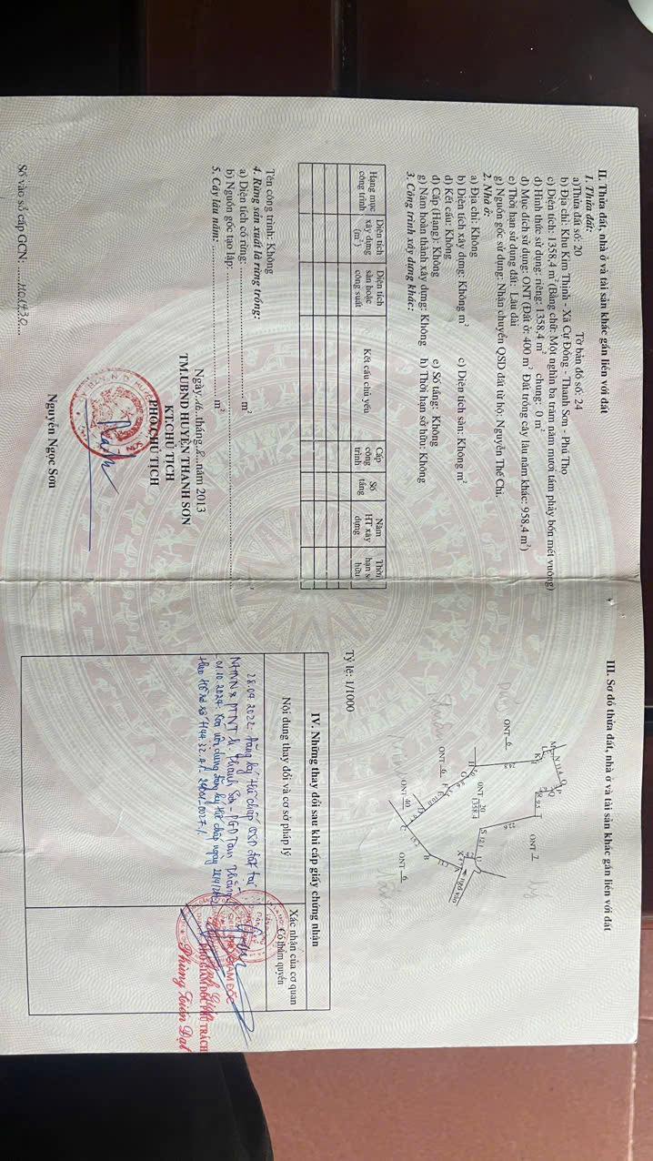 Đất nền 1358m² tại xã Cự Đồng, Thanh Sơn, Phú Thọ giá chỉ 1 tỷ - Cơ hội đầu tư hấp dẫn!