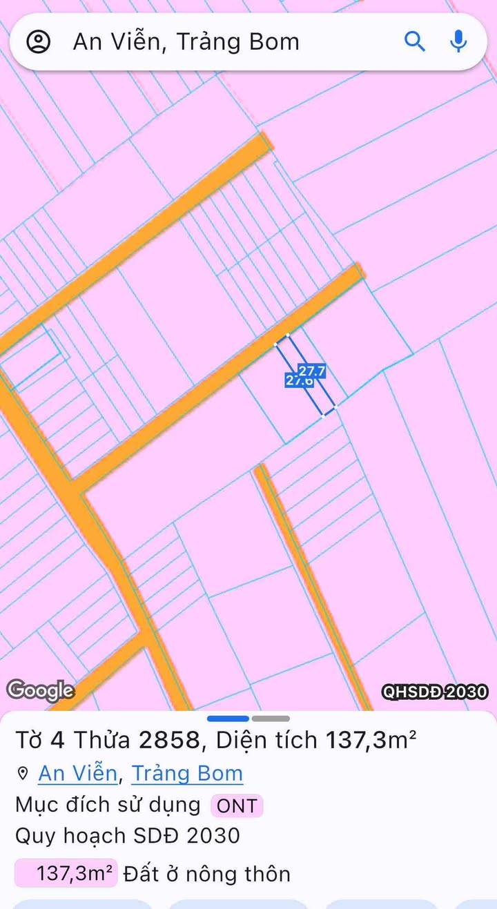 Đất thổ cư 275m² tại Giang Điền, Trảng Bom - Đầu tư sinh lời với giá chỉ 2 tỷ!