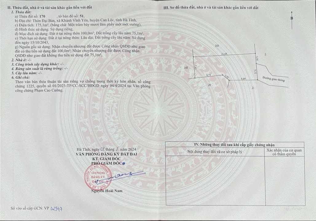 Đất thổ cư 175m² tại Khánh Vĩnh Yên, Can Lộc - Chỉ 200 triệu!