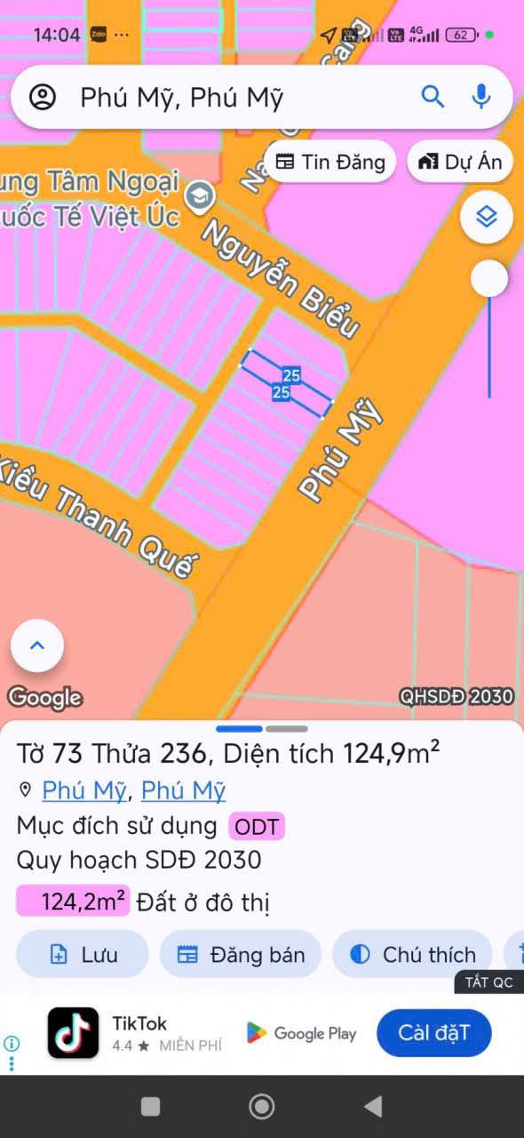 Đất nền khu tái định cư 44ha Phú Mỹ 125m² giá 3.9 tỷ - Sổ đỏ chính chủ, bán gấp!