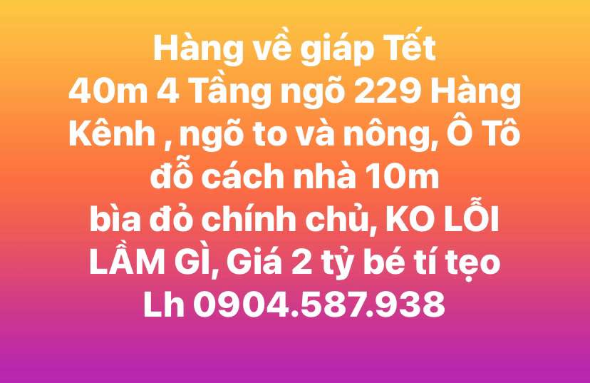 Nhà 4 Tầng Ngõ 229 Hàng Kênh 40m² giá 2 tỷ - Đầu tư sinh lời ngay!