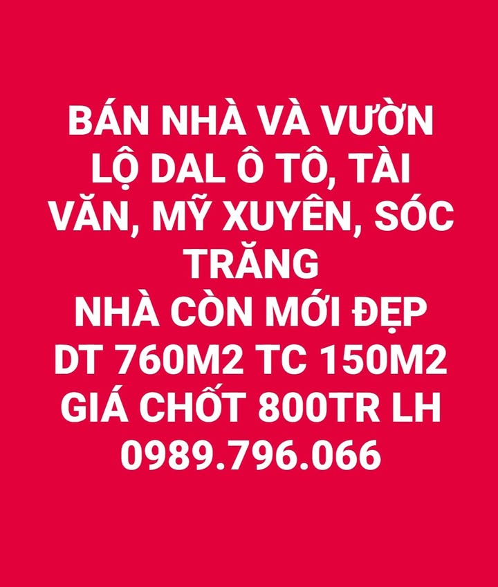 Đất nền Tài Văn, Mỹ Xuyên 760m² giá 800 triệu - Sổ hồng chính chủ, ô tô vào tận nơi!