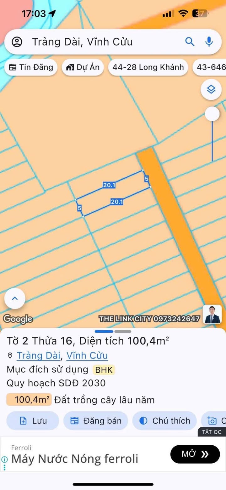 Bán đất sổ riêng 100m² tại Trảng Dài, Biên Hòa - Giá chỉ 1.068 tỷ!