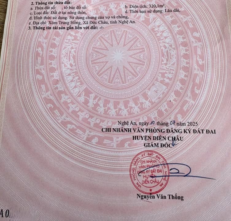 Đất nền Diễn Hồng Diễn Châu 320m² - Vị trí đẹp, pháp lý rõ ràng!