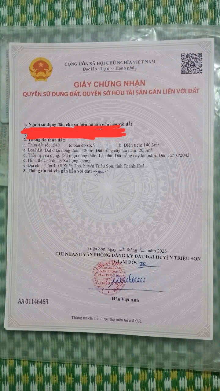 Đất nền Xuân Thọ - Triệu Sơn 135m² giá chỉ 4xx triệu - Cơ hội đầu tư tuyệt vời!