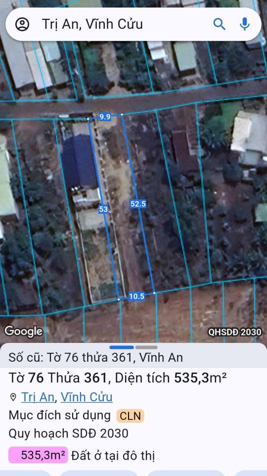 Đất nền Ấp Vĩnh An 2, Trị An, Vĩnh Cửu 535m² giá chỉ 1 tỷ - Đầu tư sinh lời ngay!
