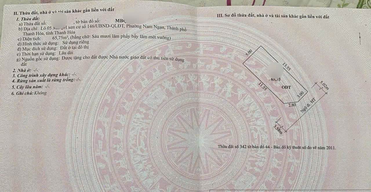 Đất nền Nam Ngạn Thanh Hóa 65,75m² giá 2 tỷ - Cơ hội đầu tư hiếm có!