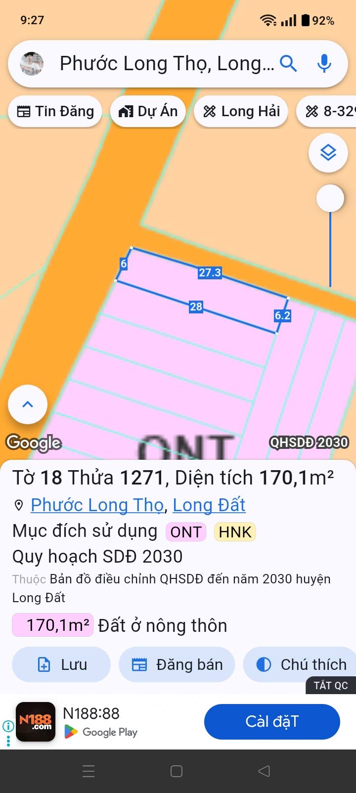 Đất nền Phước Long Thọ Đất Đỏ 168m² giá 1.3 tỷ - Đầu tư sinh lời ngay!