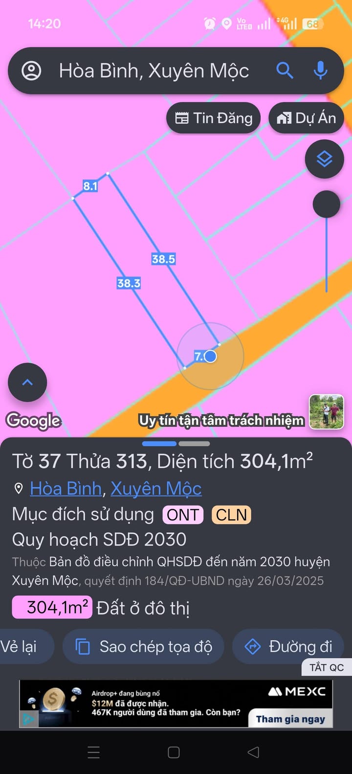 Đất nền 306m² tại Ấp 6, Hòa Bình, Xuyên Mộc - Giá chỉ 1.6 tỷ, cơ hội đầu tư sinh lời!