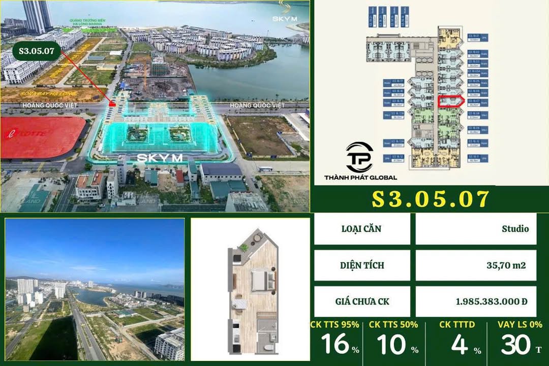 Căn hộ Sky M Hạ Long 35m² giá 1.6 tỷ - View vịnh Hạ Long tuyệt đẹp!