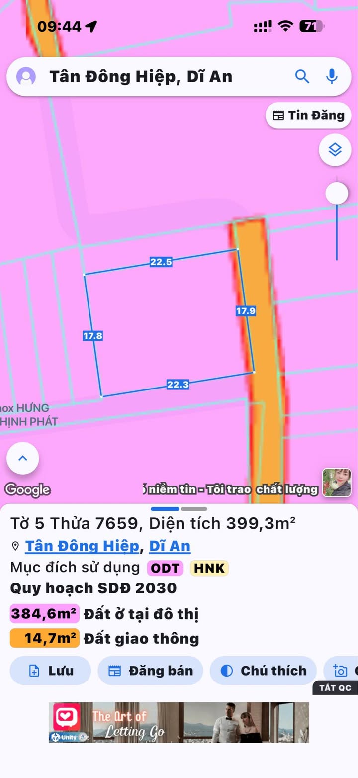 Đất 2 Mặt Tiền 409m² tại Phường Tân Đông Hiệp, Dĩ An - Giá 9.5 tỷ, Cơ hội đầu tư tuyệt vời!