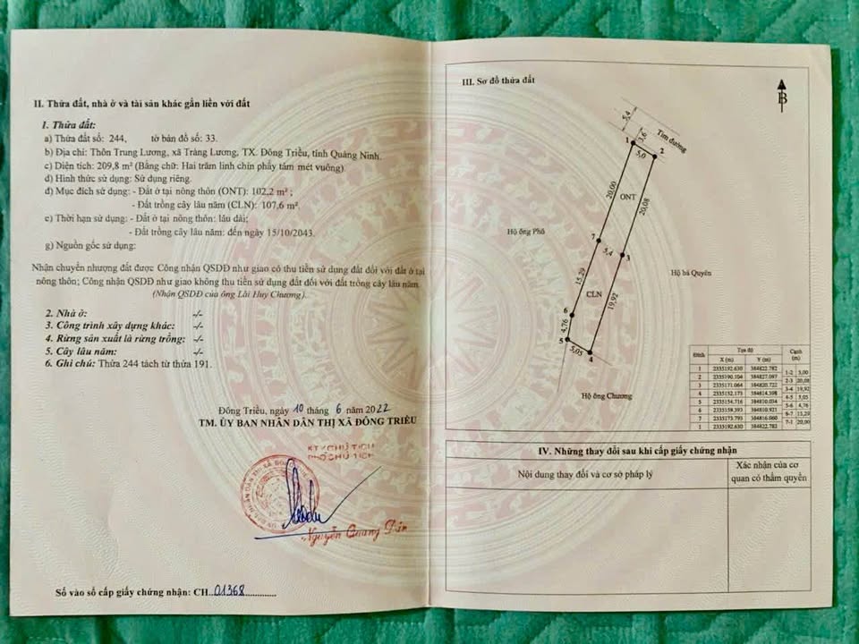 Đất thổ cư 102,2m² tại Trung Lương, Bình Khê – Chỉ 800 triệu