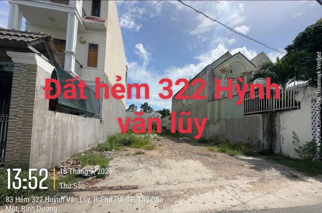 Đất mặt tiền hẻm 322 Huỳnh Văn Lũy, Thủ Dầu Một, 113m² giá 3.65 tỷ - Cơ hội đầu tư tuyệt vời!