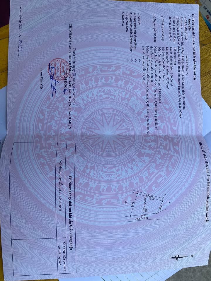 Đất nền thôn My Trì, xã Ngũ Hùng 185m² giá 1.3 tỷ - Cơ hội đầu tư lý tưởng!