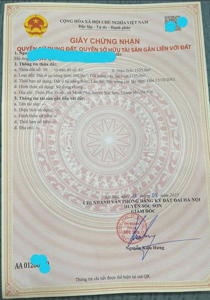 Đất nền Kim Anh, Sóc Sơn 1500m² - Đường thông rộng 4m, giá thỏa thuận!