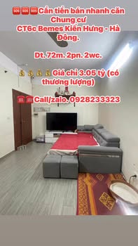 Chung cư CT6c Bemes Kiến Hưng 72m² giá 3.05 tỷ - Bán gấp, giá tốt!