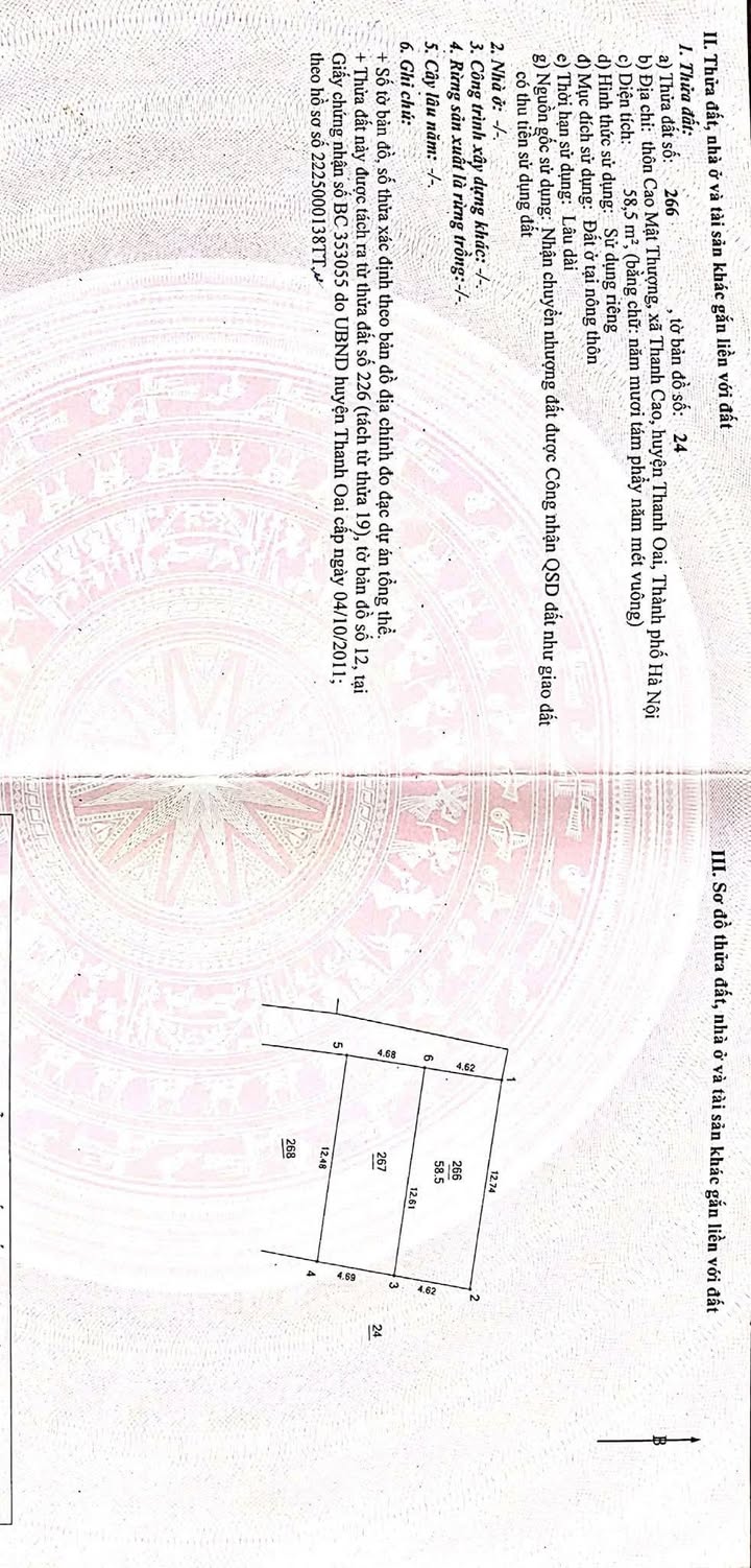 Đất nền Thanh Oai 58.5m² giá 2.2 tỷ - Vị trí đắc địa, đầu tư sinh lời!