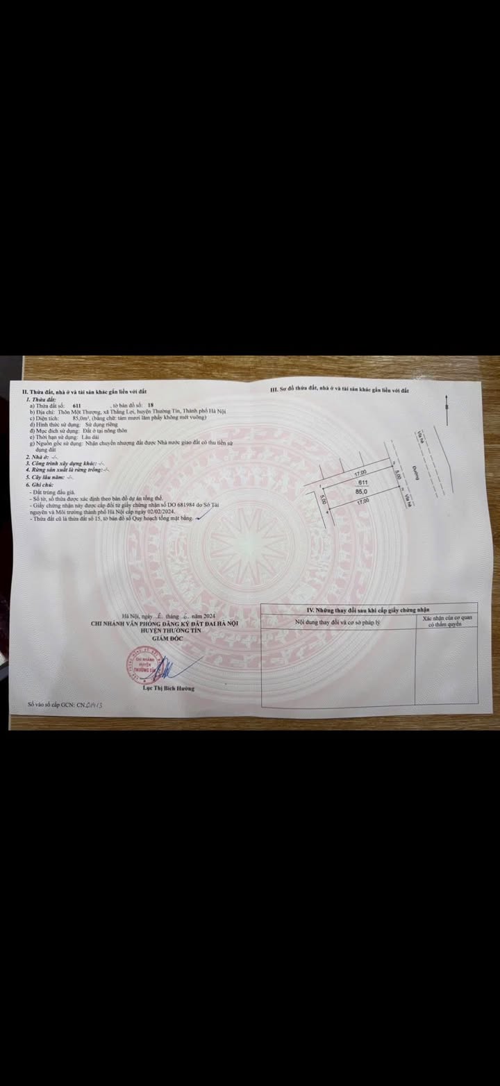 Đất nền Chương Dương - Thường Tín 85m² giá chỉ 9 triệu/m² - Sổ đỏ chính chủ!