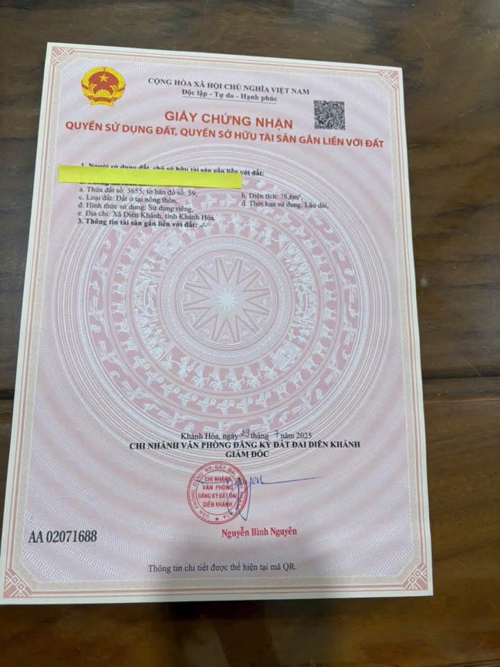 Đất thổ cư 78m² Diên Toàn, Diên Khánh - Sổ đỏ chính chủ, giá chỉ 1.55 tỷ!