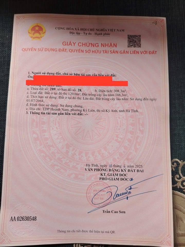 Đất nền phường Hoành Sơn, Kỳ Anh 308m² giá 900 triệu - Chính chủ bán gấp!